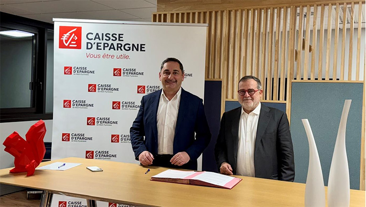 Christophe Le Pape, Président du directoire de la Caisse d’Epargne Midi-Pyrénées et Stéphane Péré, Directeur général de l’AREC Occitanie