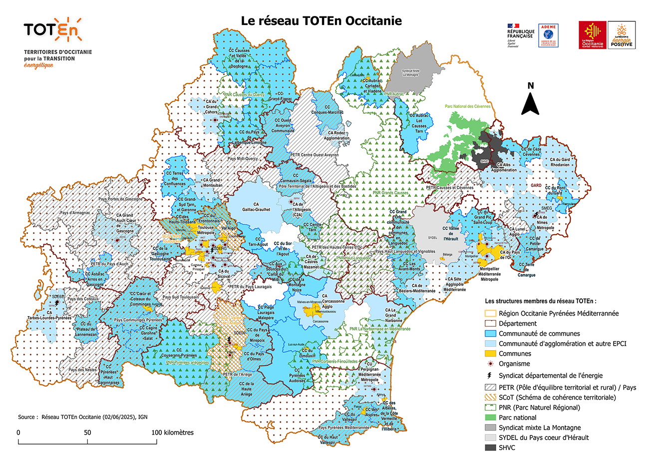 carte des membres du réseau TOTEn - juin 2025